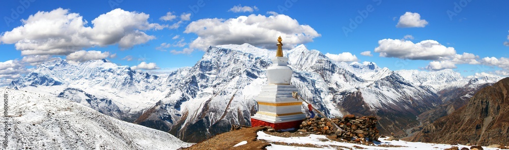 Annapurna range with stupa