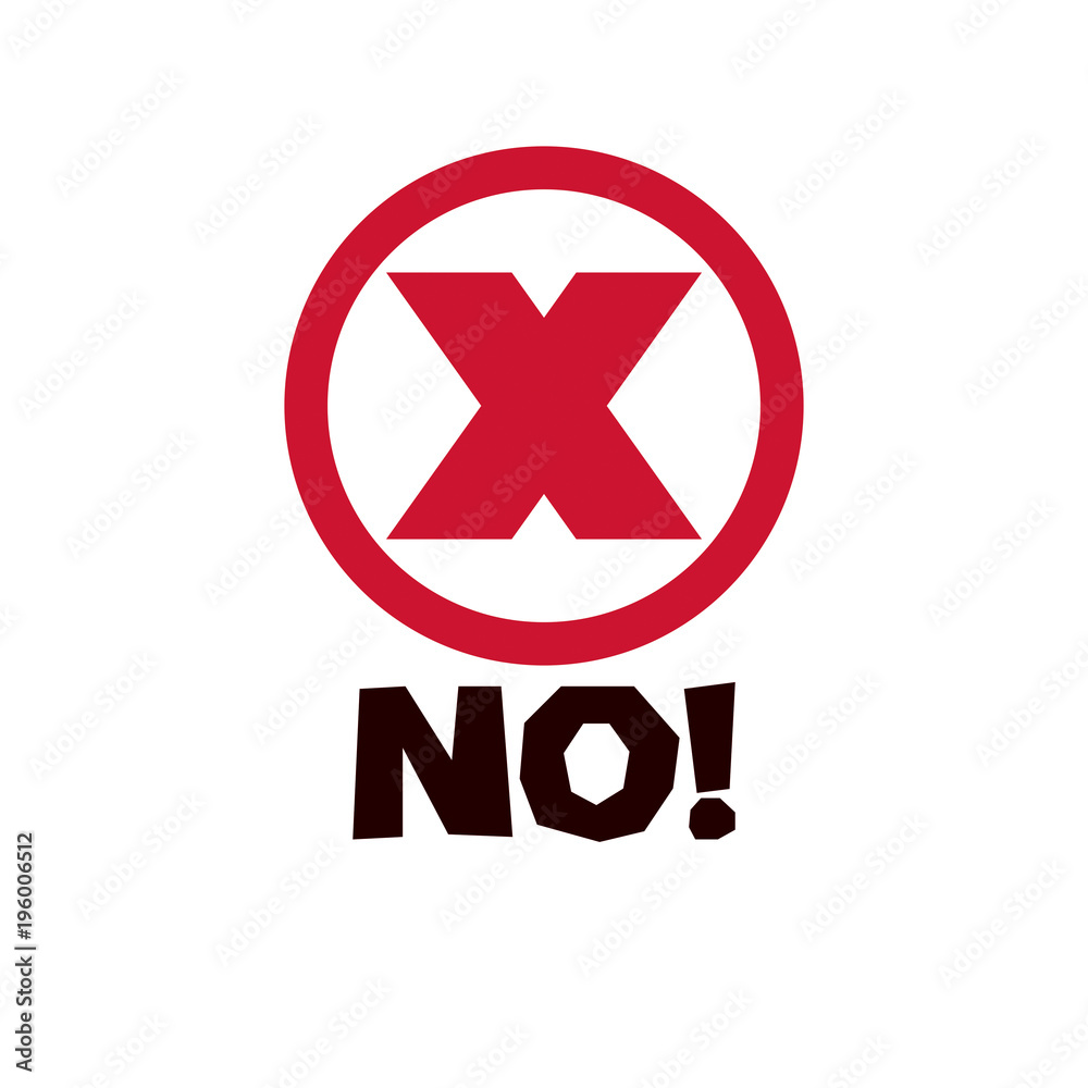 Vector X label with no word. Red rejection symbol, disapproved isolated on white. Vector X label with no word. Red rejection symbol, disapproved isolated on white.