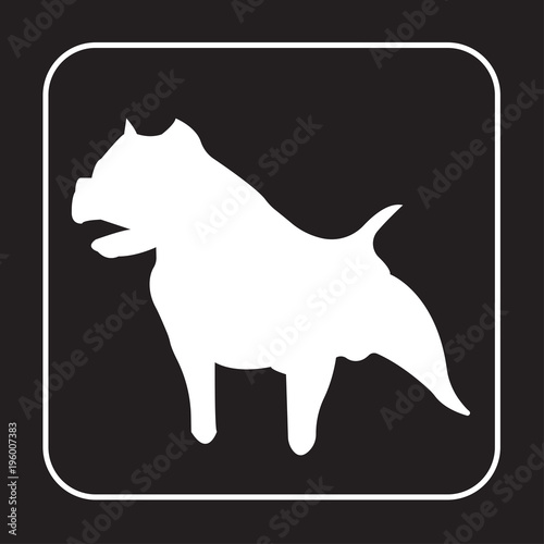 white pit bull silhouette on black background