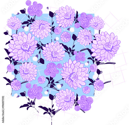 Lilac purple hues floral illustration repeating background