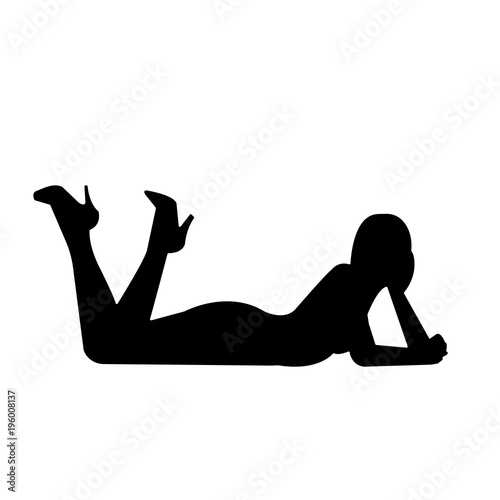 black woman lying down silhouette on white background