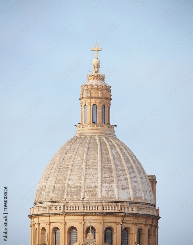 The top of Basilica of Our Lady of Mount Carmel in Valletta city, Malta