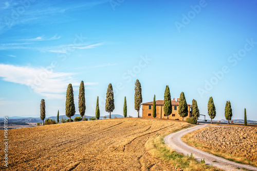 Beautiful typical landscape of Val d'Orcia in Tuscany, Italy