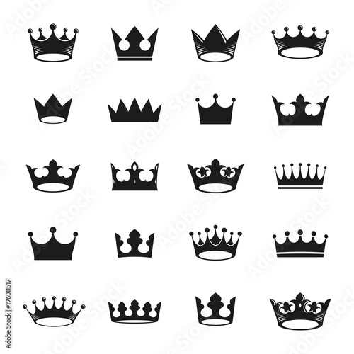 Royal Crowns ancient emblems elements set. Heraldic vector design elements collection. Retro style label, heraldry logo.