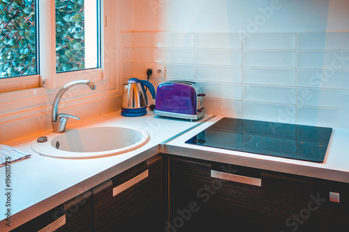 kitchen scene in warm vintage colors