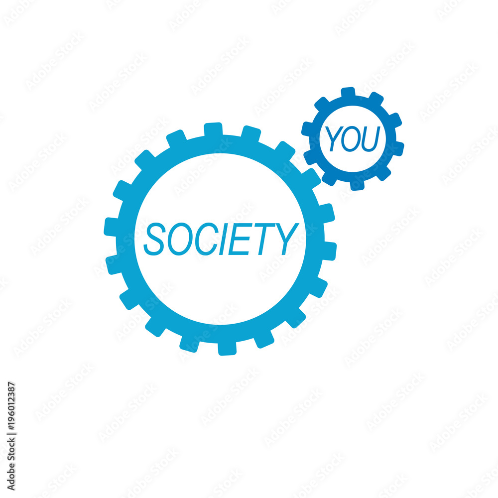 Social Relations conceptual logo, unique vector symbol. Society and Person, social interaction.