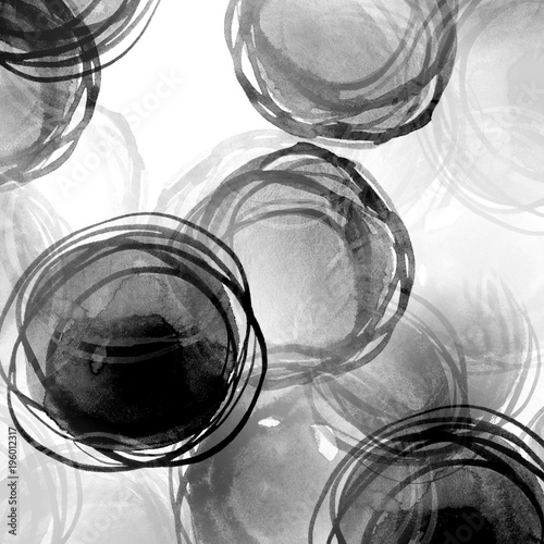 Abstract monochrome circles pattern. Black and white grunge background.