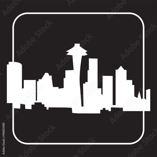 white space needle silhouette on black background
