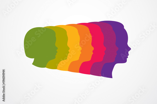 Girl growing to adult age years concept illustration, from child to teen and woman, period and cycle of life, getting old, maturation and aging. Vector simple classic icon or logo design.
