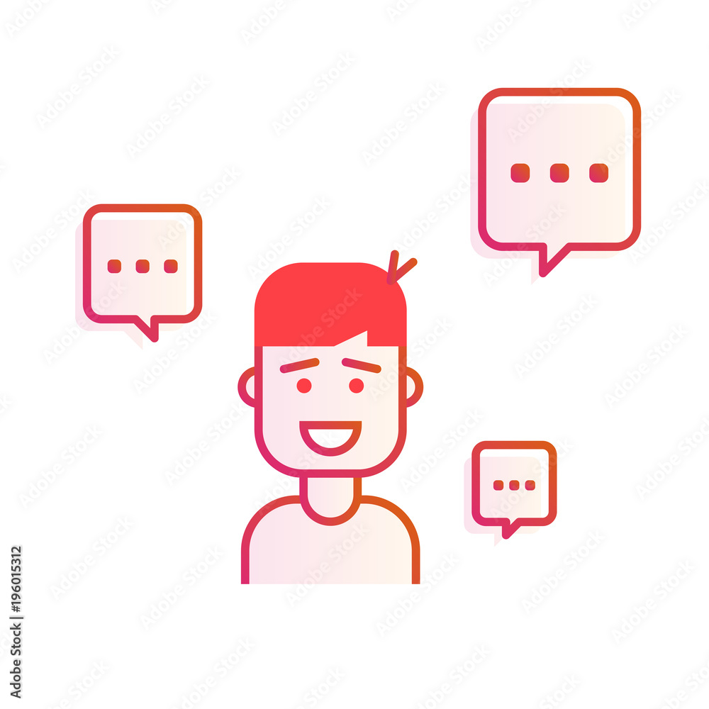 Young man or businessman with speech bubble avatar character vector illustration design isolated on white background. Young man or businessman with speech bubble avatar character vector illustration design isolated on white background.