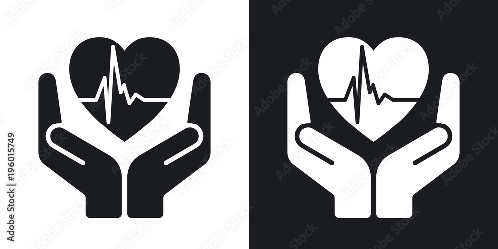 Vector fragile heart sign. Two-tone version on black and white background Vector fragile heart sign. Two-tone version on black and white background