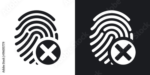 Vector fingerprint rejected icon on black and white background