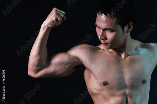 fitness healthy concept : sexy strong muscle man isolated