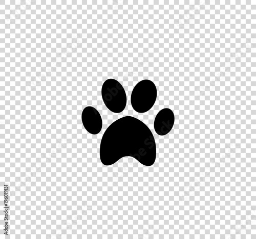 Black animal pawprint icon isolated on transparent background.