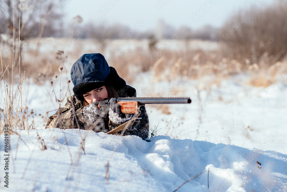 Sniper in Camouflaged Suit with Rifle Stock Image - Image of