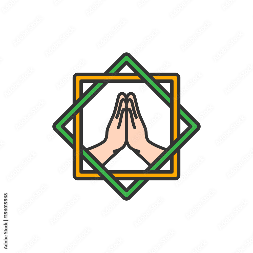 Islam Forgive hand symbol. Simple monoline icon style for muslim ramadan and eid al fitr celebration. Islam Forgive hand symbol. Simple monoline icon style for muslim ramadan and eid al fitr celebration.