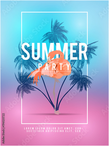 Summer california tumblr backgrounds set with palms, sky and sunset. Summer placard poster flyer invitation card. Summer party. © evrimdoga
