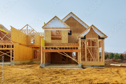 New construction of a house Framed New Construction of a House Building