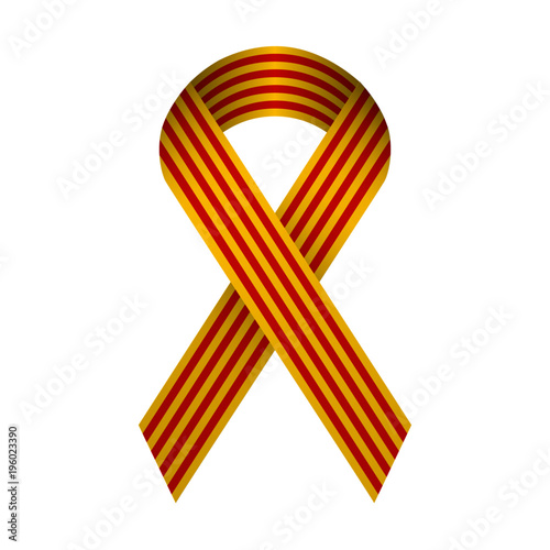 Catalonia Flag (yellow and red) in Ribbon 3D (three dimensions) style for campaign in Spain