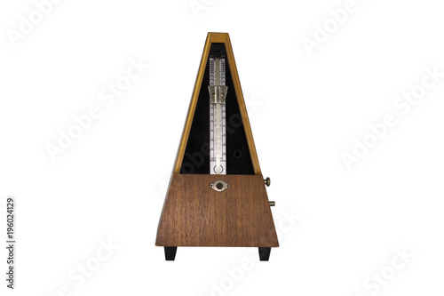 Vintage Metronome Isolated On White Background. Musical Equipment