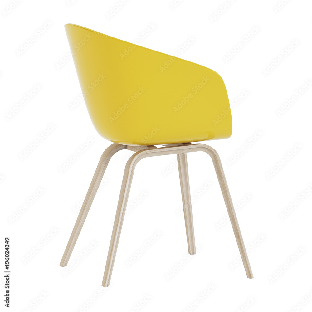 Chair isolated on white background. Modern chair with a pillow. 3D rendering. Chair isolated on white background. Modern chair with a pillow. 3D rendering.