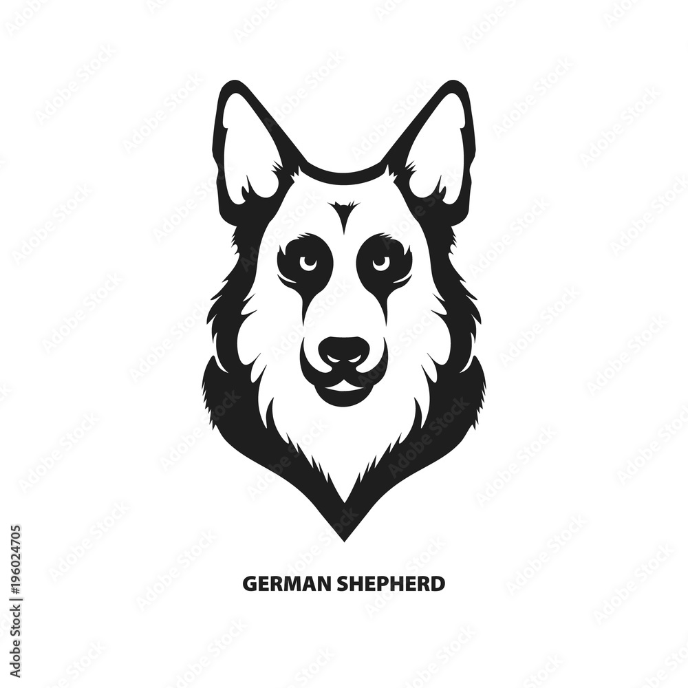 Fototapeta premium German shepherd dog head. Vector illustration.