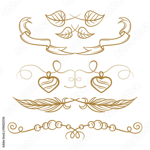 Vector hand drawn boho style elements set