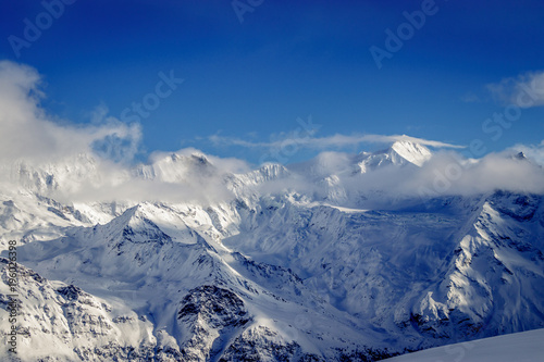 Zinal Alps panorama from Sorbois mountain station in Switzerland. The village is a typical Swiss ski resort linked with Grimentz to form a great skiing area © Dennis Wegewijs
