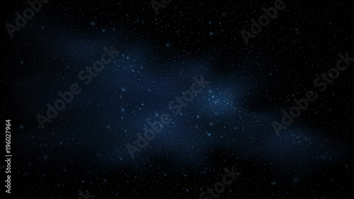 Starry sky is blue. Amazing sky. The stars glow in complete darkness. Stunning galaxy. Open space. Milky Way. Vector illustration