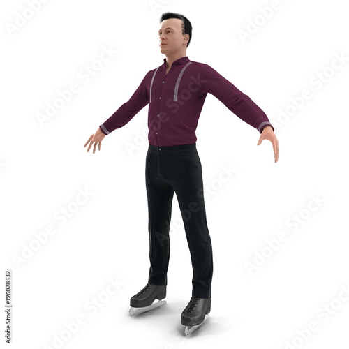Figure skater on white. 3D illustration