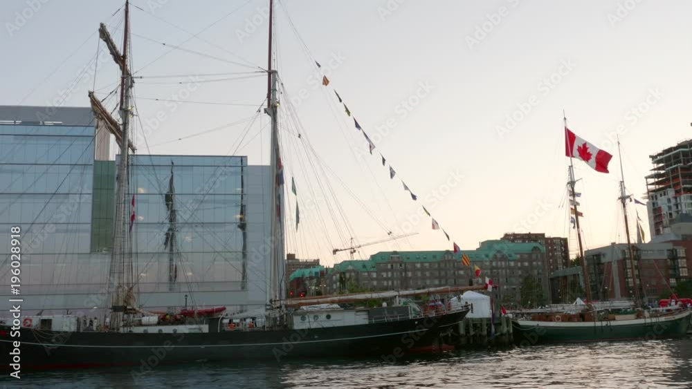 People on large boat at tall ships event in Halifax Nova Scotia People on large boat at tall ships event in Halifax Nova Scotia