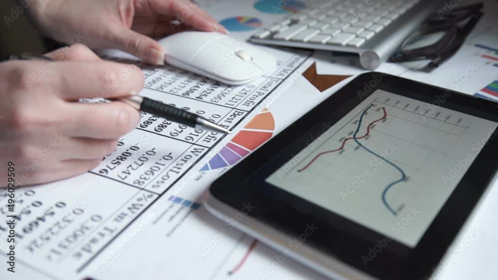 Businesswoman makes a financial report