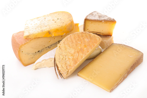 various of cheese isolated on white background
