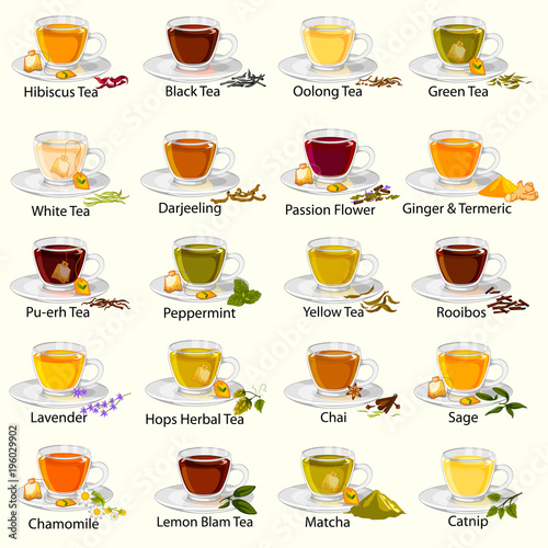 Different variety of herbal and medicinal Tea