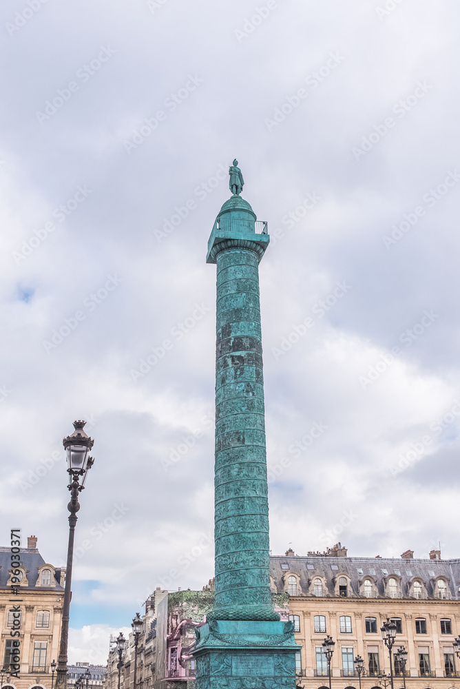 Paris, place Vendome, the column and beautiful buildings in background
