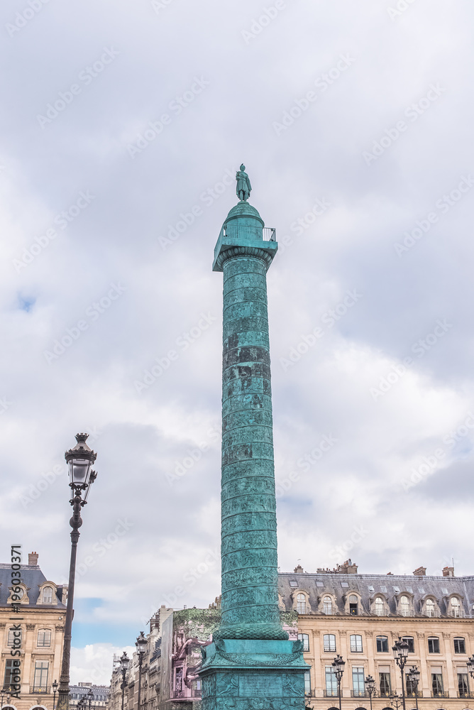Obraz premium Paris, place Vendome, the column and beautiful buildings in background 