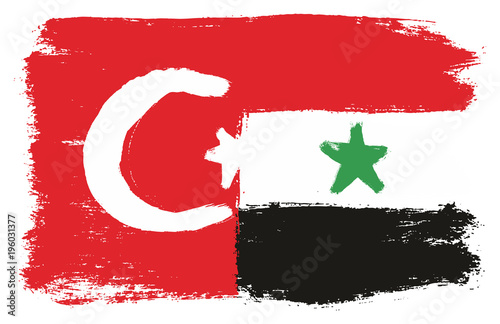 Turkey Flag & Syria Flag Vector Hand Painted with Rounded Brush