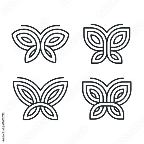 Geometric butterfly logo set