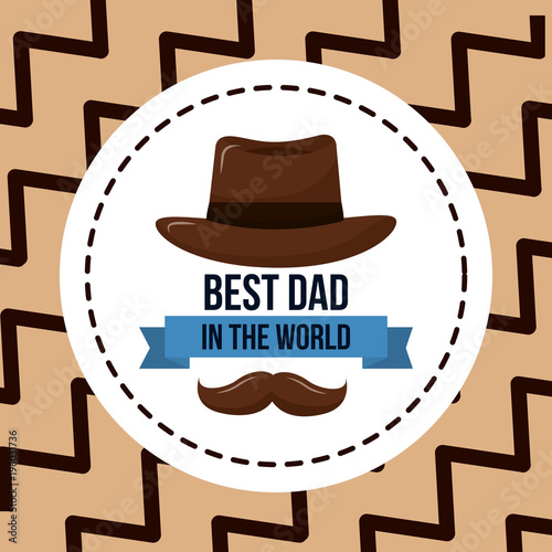 happy fathers day - best dad world vintage hat label vector illustration