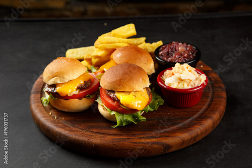 Burger plate of mini burgers