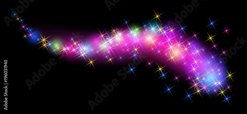 Glowing wave line with sparkle stars