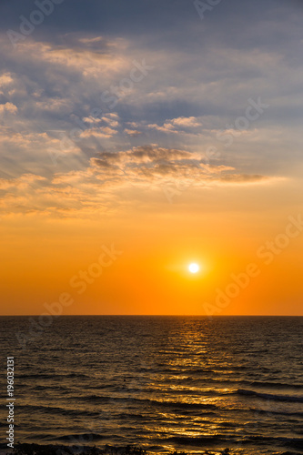 Beautiful yellow Sunset over Adriatic Sea in Italy   Europe