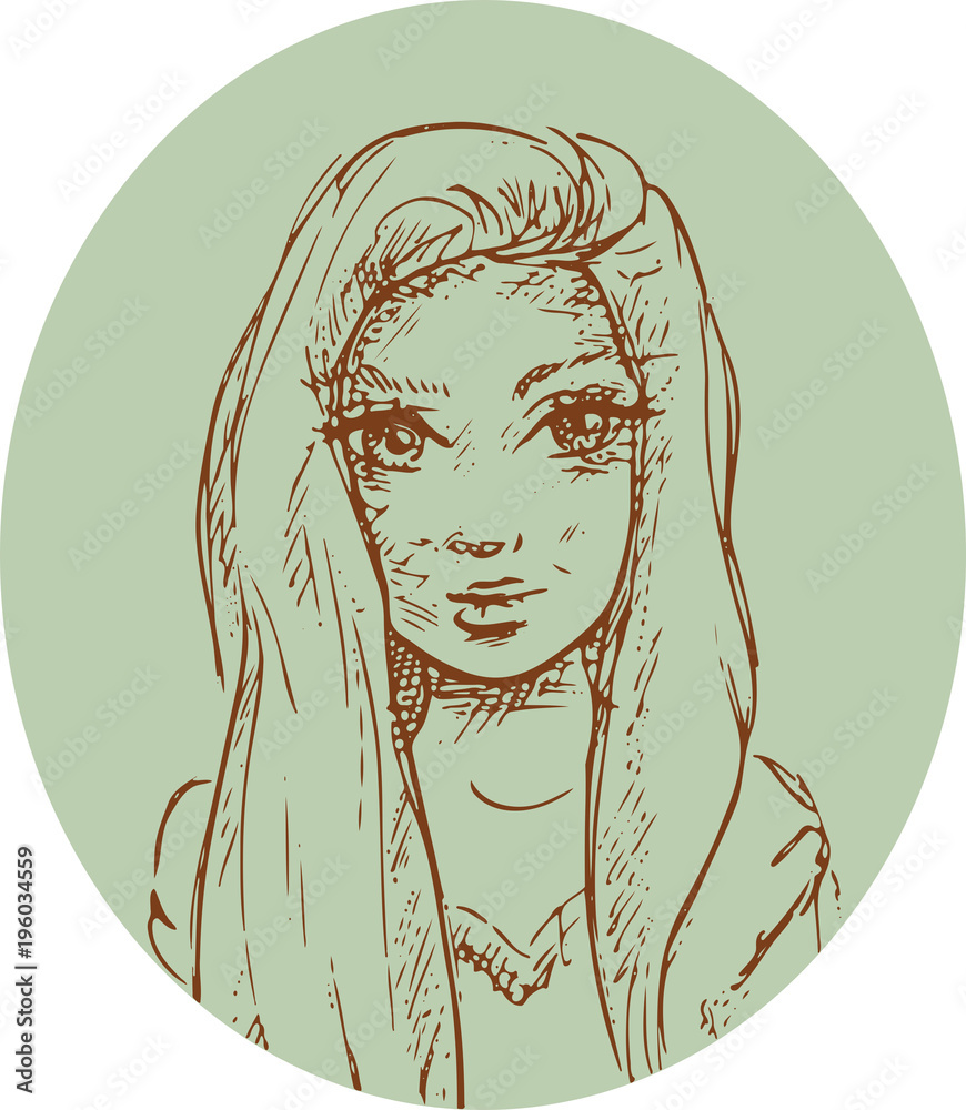 Tekening van jonge vrouw