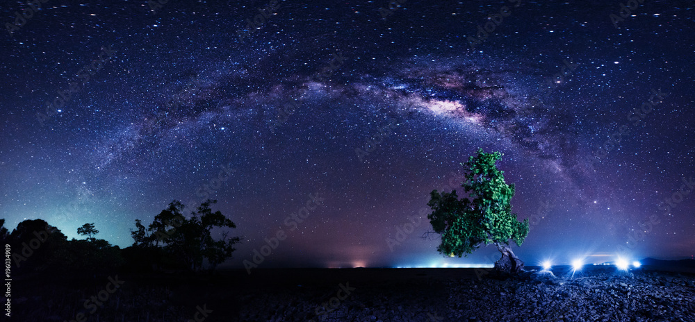 Milky Way Galaxy rise above Kudat, Sabah Sky with stars. Soft focus, noise and grains due to long expose and high ISO. Milky Way Galaxy rise above Kudat, Sabah Sky with stars. Soft focus, noise and grains due to long expose and high ISO.