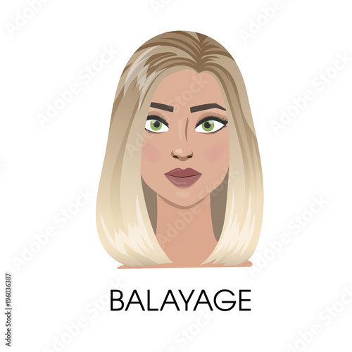 Balayage hair illustration.