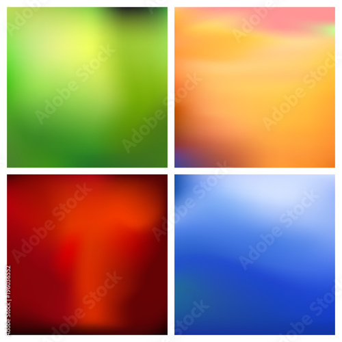 Abstract vector multicolored blurred background set. 4 colors set. © MarySan