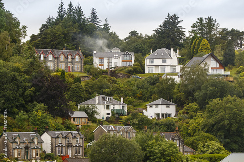 Oban, Scotland / United Kingdom - Jul 09 2017: view of town and harbour.