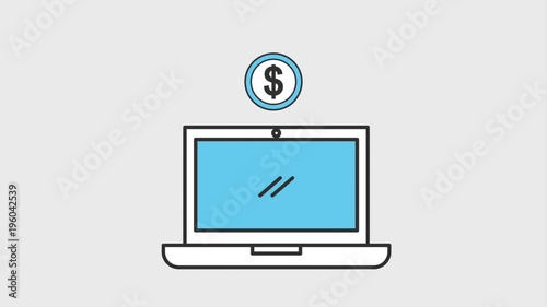Wallpaper Mural laptop puts coin dollar shopping cart and gift box animation hd Torontodigital.ca