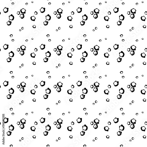 Hand Drawn Black and White Seamless Grunge Dust Messy Pattern With Ink Doodles. Circles, Spots and Dots Endless Textures