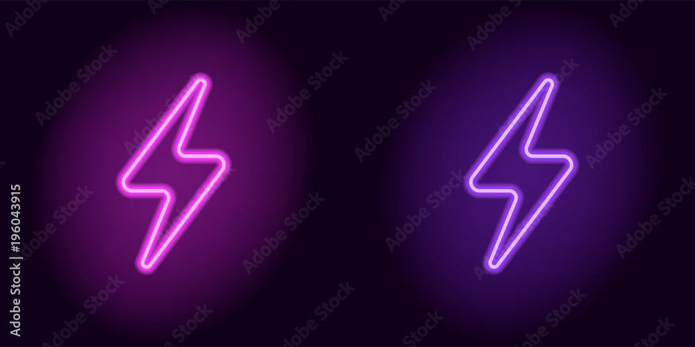 Purple and violet neon electric sign - obrazy, fototapety, plakaty 